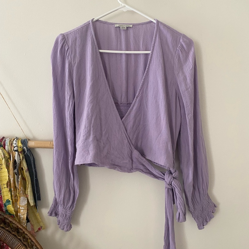 American Eagle purple ballet style wrap top